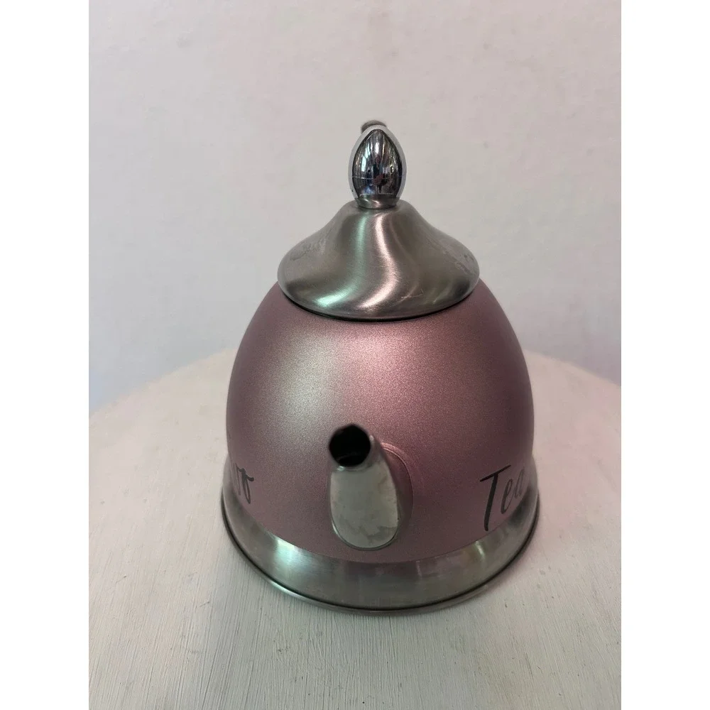 Tea for Two Pink Metallic Stainless Steel Teapot‎ with Mesh Infuser Basket
